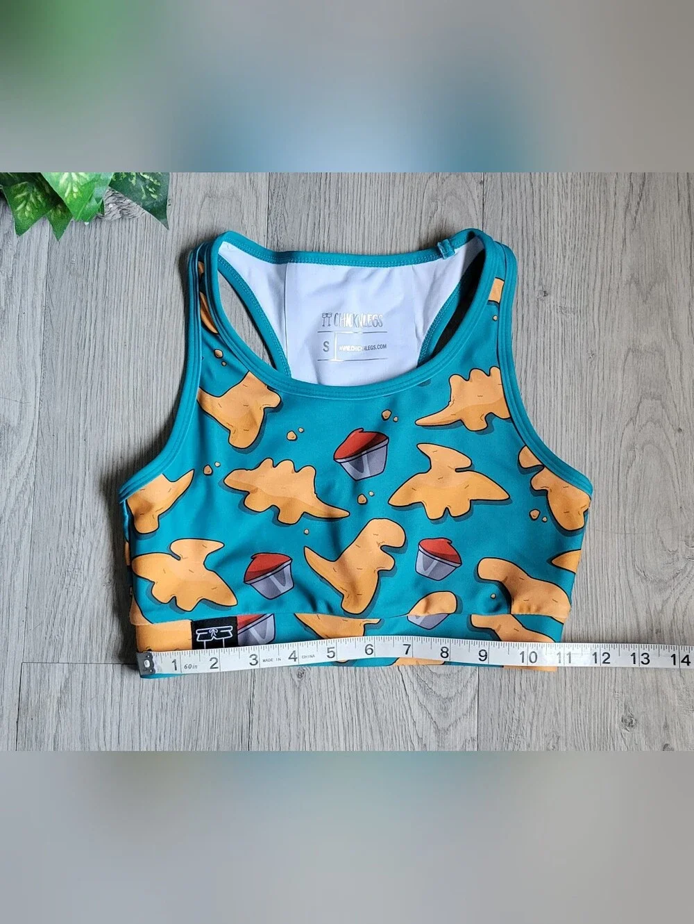 Chicknlegs Nuggets OG Teal & Brown Racerback Sports Bra, Women's Small